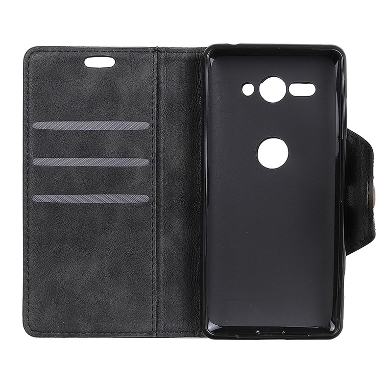 PU Leather Wallet Stand Mobile Case for Sony Xperia XZ2 Compact - Black-5