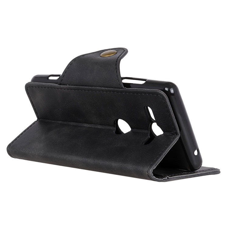 PU Leather Wallet Stand Mobile Case for Sony Xperia XZ2 Compact - Black-8
