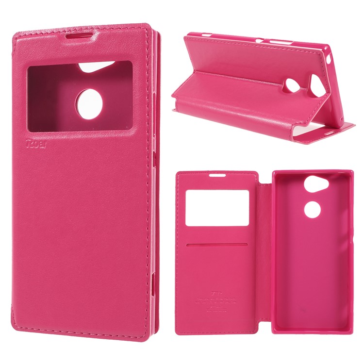 ROAR KOREA Noble Leather View Window Stand Case for Sony Xperia XA2 - Rose-1