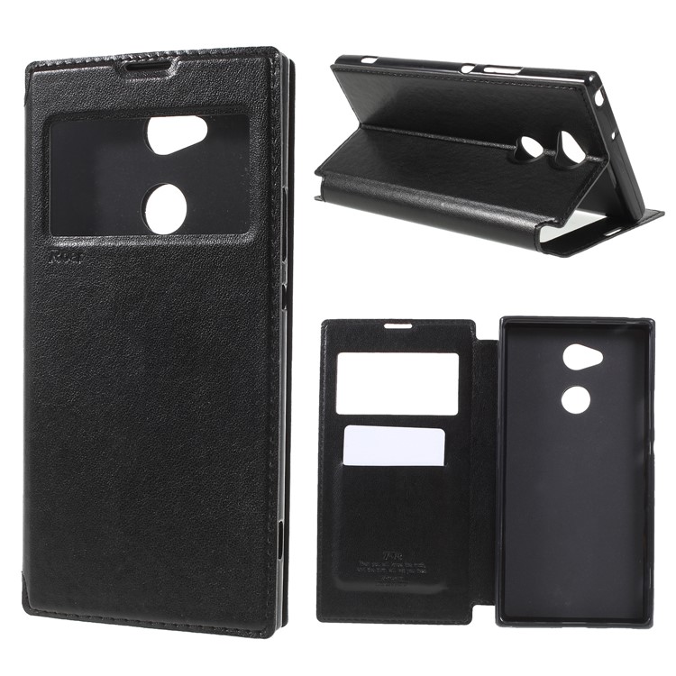 ROAR KOREA View Window Noble Leather Flip Stand Case for Sony Xperia XA2 Ultra - Black-1