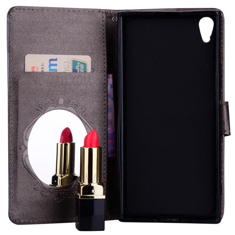 Imprinted Butterfly Flower Pattern Rhinestone PU Leather Wallet Phone Case for Sony Xperia L1 - Black-7