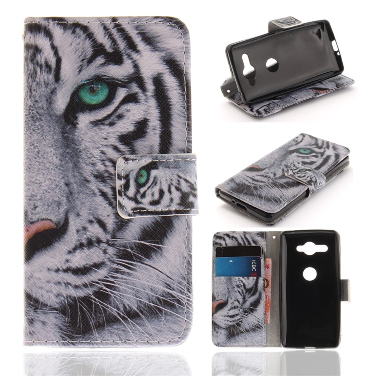 Pattern Printing PU Leather Casing with Stand for Sony Xperia XZ2 Compact - Tiger Pattern-1