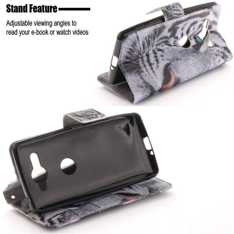 Pattern Printing PU Leather Casing with Stand for Sony Xperia XZ2 Compact - Tiger Pattern-5