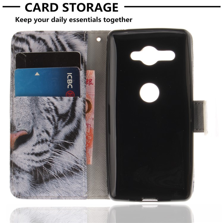 Pattern Printing PU Leather Casing with Stand for Sony Xperia XZ2 Compact - Tiger Pattern-7