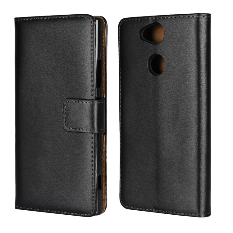 Wallet Stand Split Leather Phone Case for Sony Xperia XA2 - Black-1