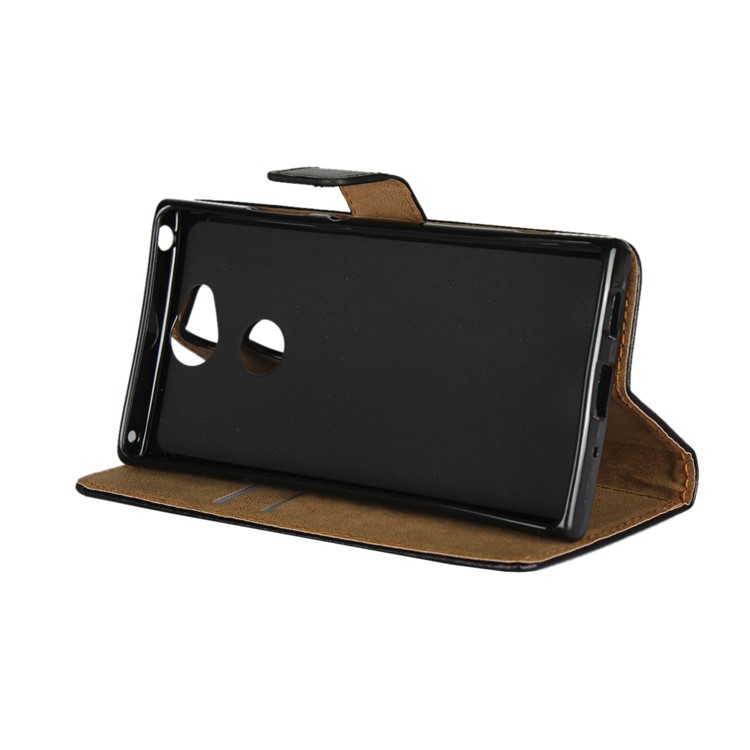 Wallet Stand Split Leather Phone Case for Sony Xperia XA2 - Black-4