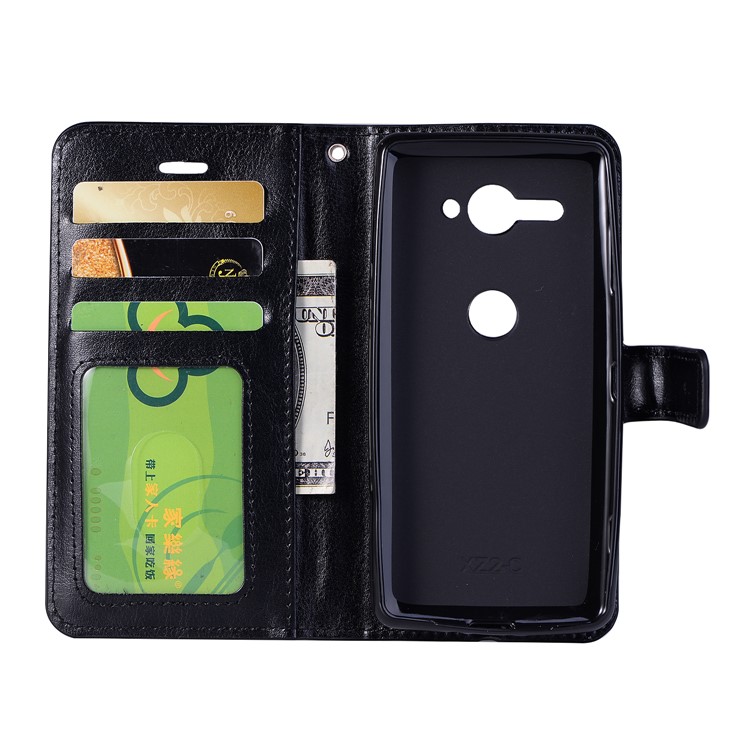 Crazy Horse Wallet Leather Phone Case for Sony Xperia XZ2 Compact - Black-3