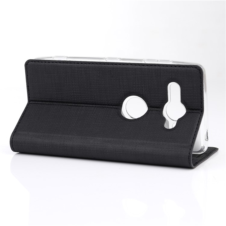 VILI DMX Cross Texture Card Holder Leather Stand Cover for Sony Xperia XZ2 Compact - Black-4