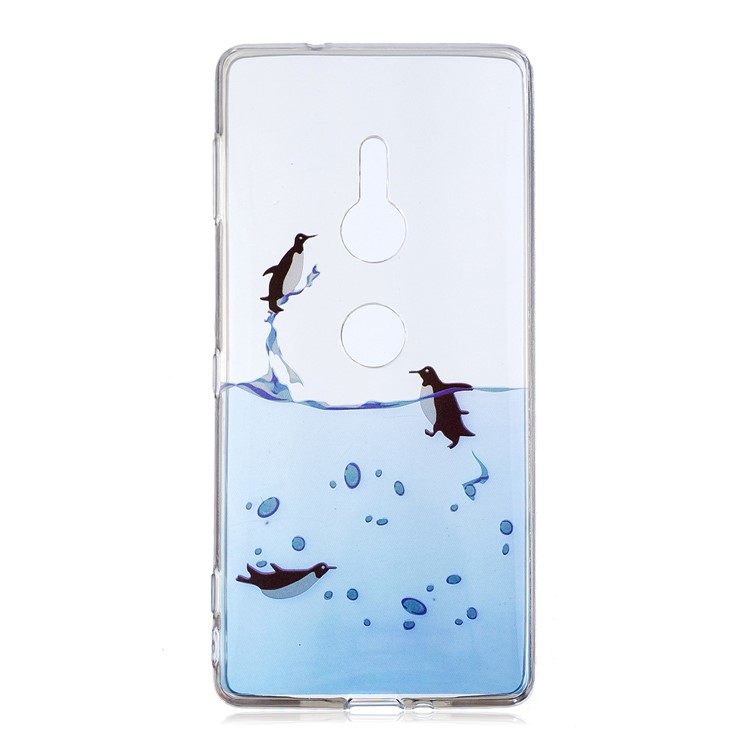 Pattern Printing IMD TPU Soft Phone Accessory Casing Cover for Sony Xperia XZ2 - Swimming Penguin-1