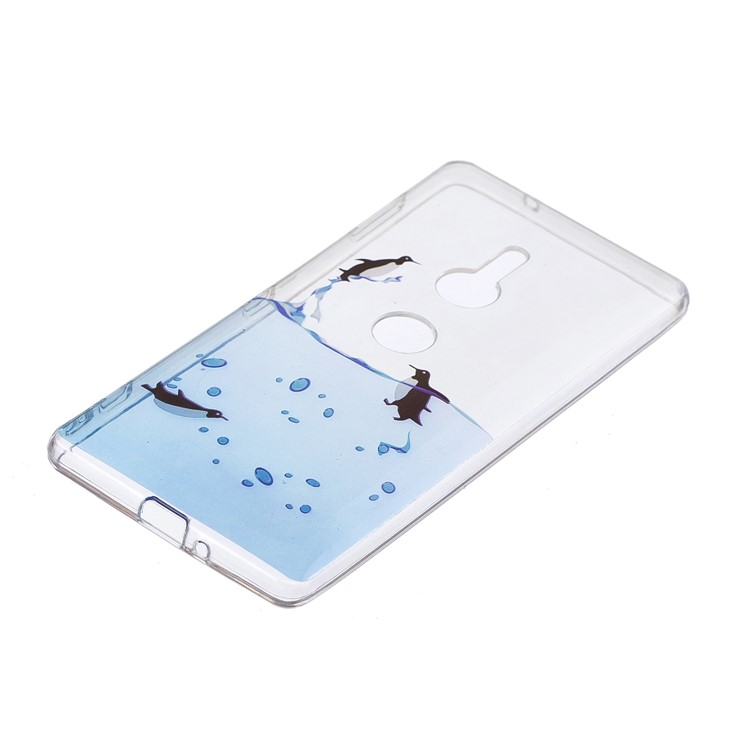 Pattern Printing IMD TPU Soft Phone Accessory Casing Cover for Sony Xperia XZ2 - Swimming Penguin-2