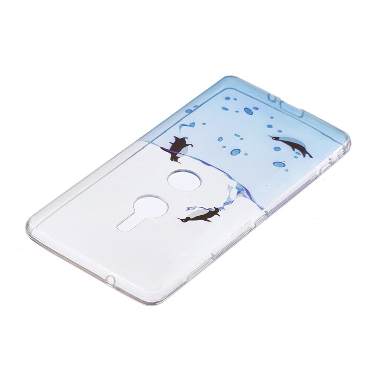 Pattern Printing IMD TPU Soft Phone Accessory Casing Cover for Sony Xperia XZ2 - Swimming Penguin-3