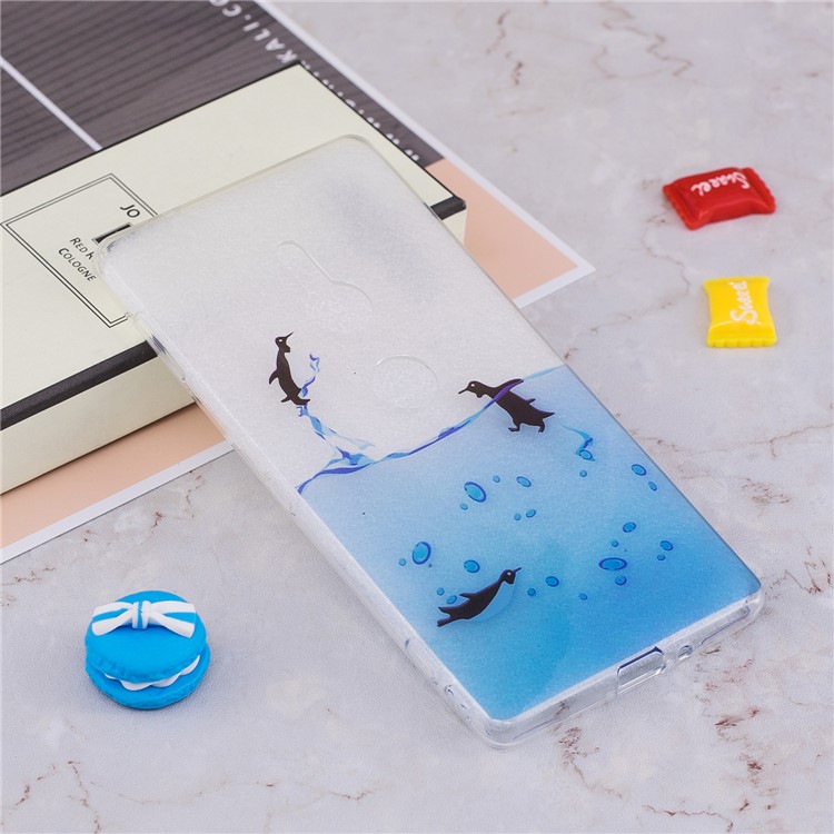 Pattern Printing IMD TPU Soft Phone Accessory Casing Cover for Sony Xperia XZ2 - Swimming Penguin-4