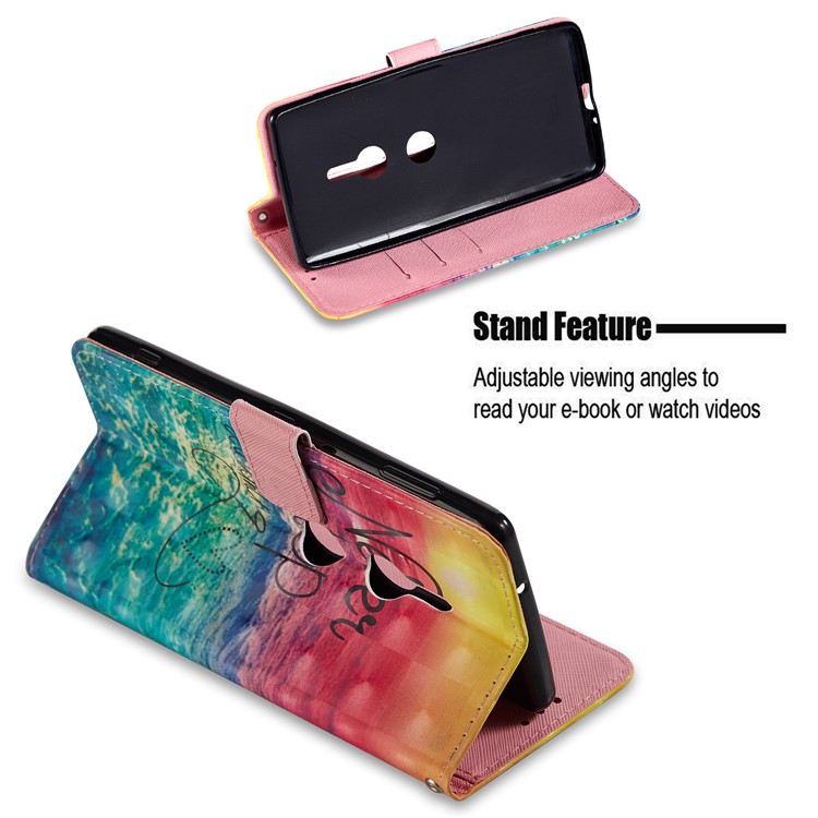 Pattern Printing Wallet Leather Shell for Sony Xperia XZ2 - Never Stop Dreaming-2