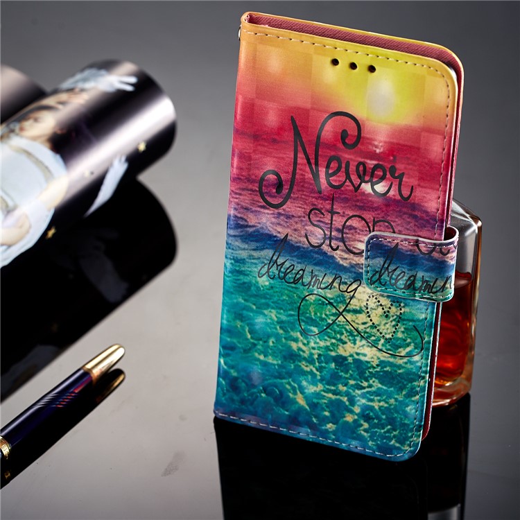 Pattern Printing Wallet Leather Shell for Sony Xperia XZ2 - Never Stop Dreaming-6