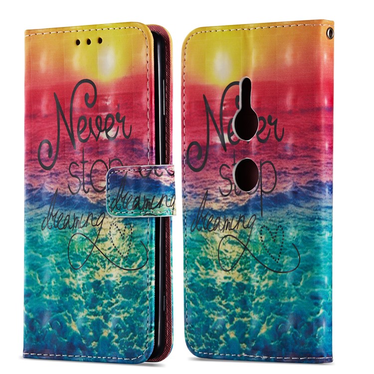 Pattern Printing Wallet Leather Shell for Sony Xperia XZ2 - Never Stop Dreaming-7