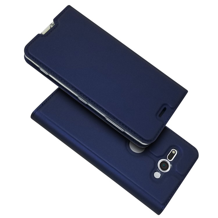 Auto-absorbed Stand Leather Card Holder Cellphone Cover Case for Sony Xperia XZ2 Compact - Dark Blue-1