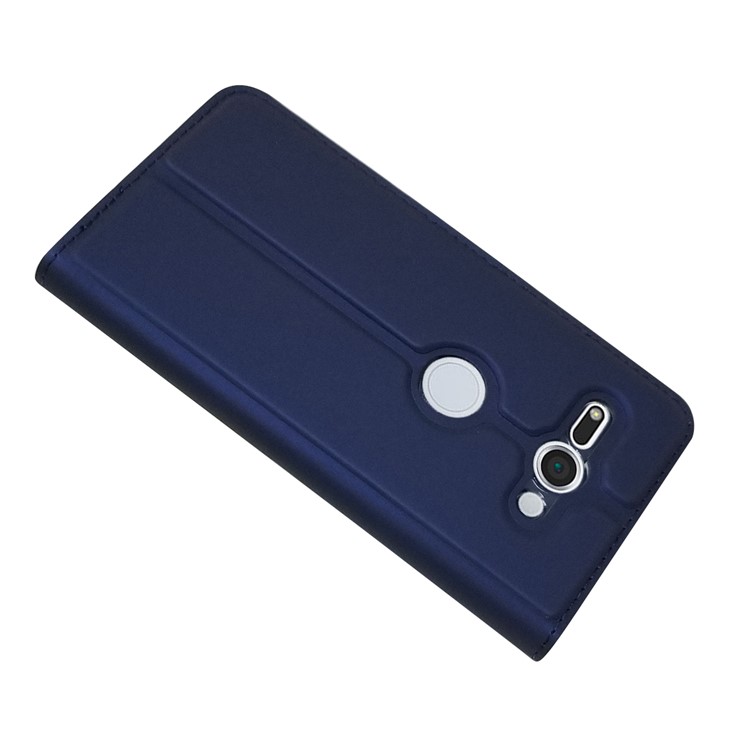Auto-absorbed Stand Leather Card Holder Cellphone Cover Case for Sony Xperia XZ2 Compact - Dark Blue-3