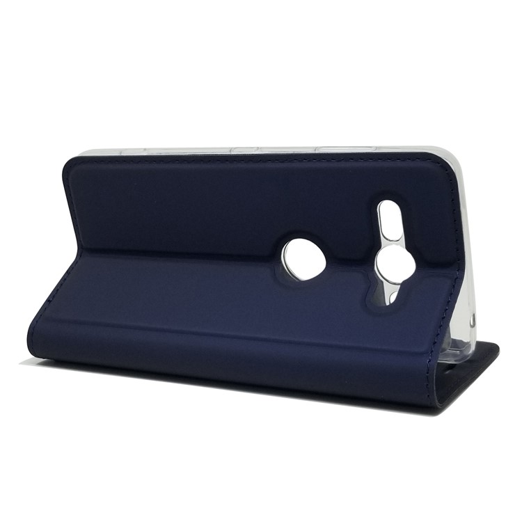 Auto-absorbed Stand Leather Card Holder Cellphone Cover Case for Sony Xperia XZ2 Compact - Dark Blue-5