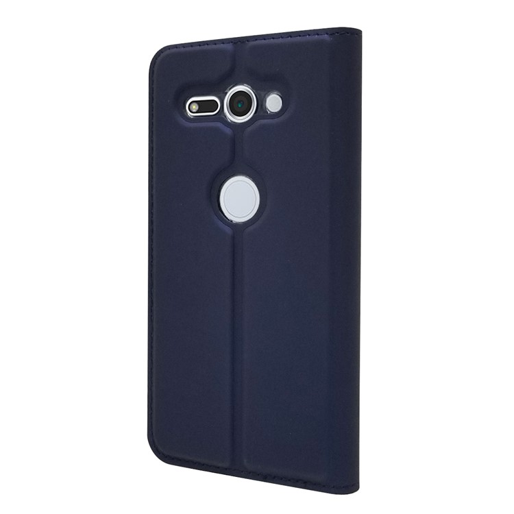 Auto-absorbed Stand Leather Card Holder Cellphone Cover Case for Sony Xperia XZ2 Compact - Dark Blue-7