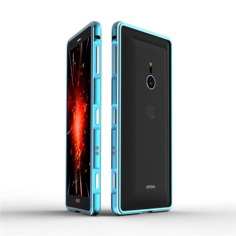 Screw Lock Plated Aluminium Alloy Backless Bumper for Sony Xperia XZ2 - Blue-1