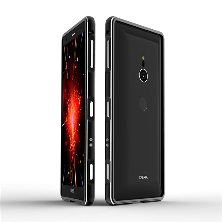 Screw Lock Plated Aluminium Alloy Bumper for Sony Xperia XZ2 Compact - Black / Silver-1