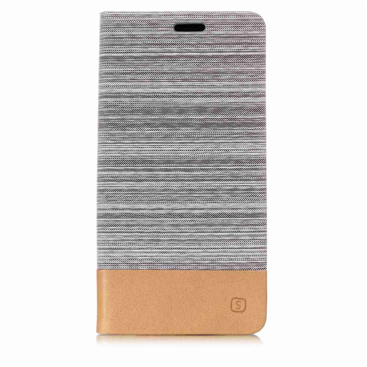 Bi-color Canvas Leather Protection Cell Phone Case for Sony Xperia XA2 Ultra - Light Grey-2