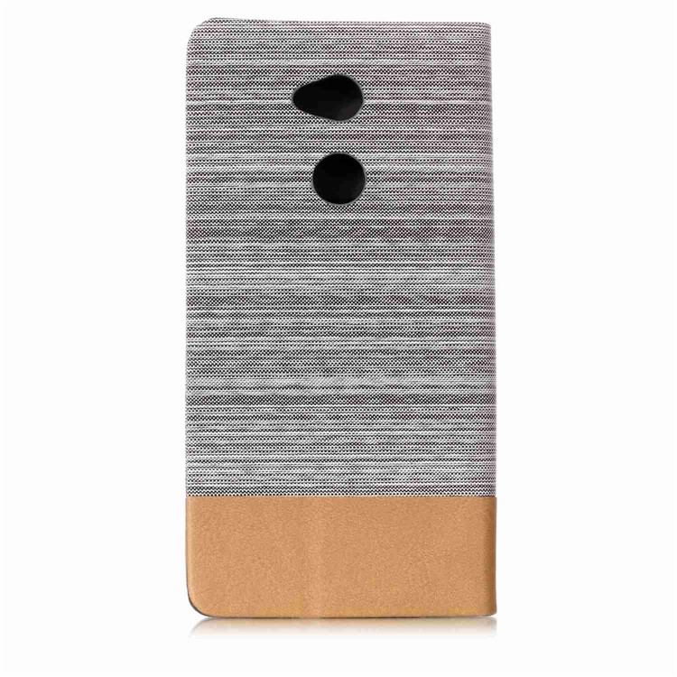 Bi-color Canvas Leather Protection Cell Phone Case for Sony Xperia XA2 Ultra - Light Grey-3