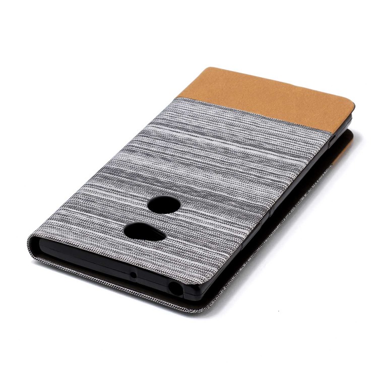 Bi-color Canvas Leather Protection Cell Phone Case for Sony Xperia XA2 Ultra - Light Grey-6