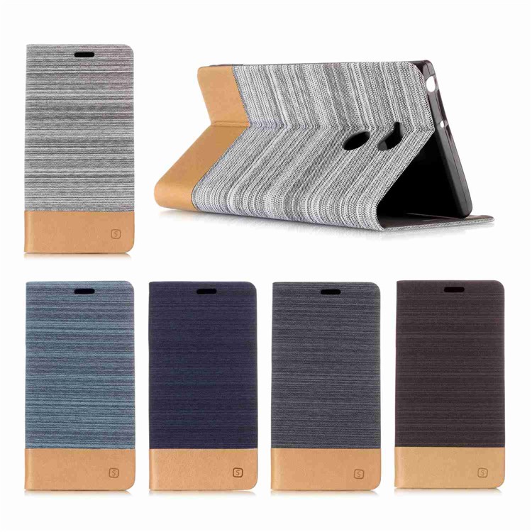 Bi-color Canvas Leather Protection Cell Phone Case for Sony Xperia XA2 Ultra - Light Grey-7
