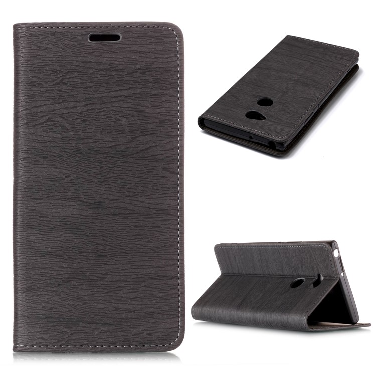 Auto-absorbed Wood Pattern PU Leather Case for Sony Xperia XA2 Ultra - Grey-1