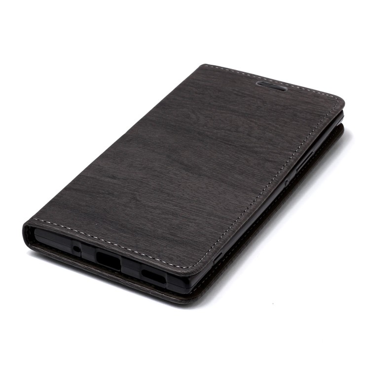 Auto-absorbed Wood Pattern PU Leather Case for Sony Xperia XA2 Ultra - Grey-5