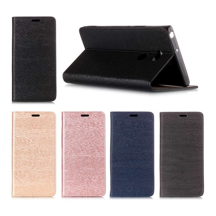 Auto-absorbed Wood Pattern PU Leather Case for Sony Xperia XA2 Ultra - Grey-7