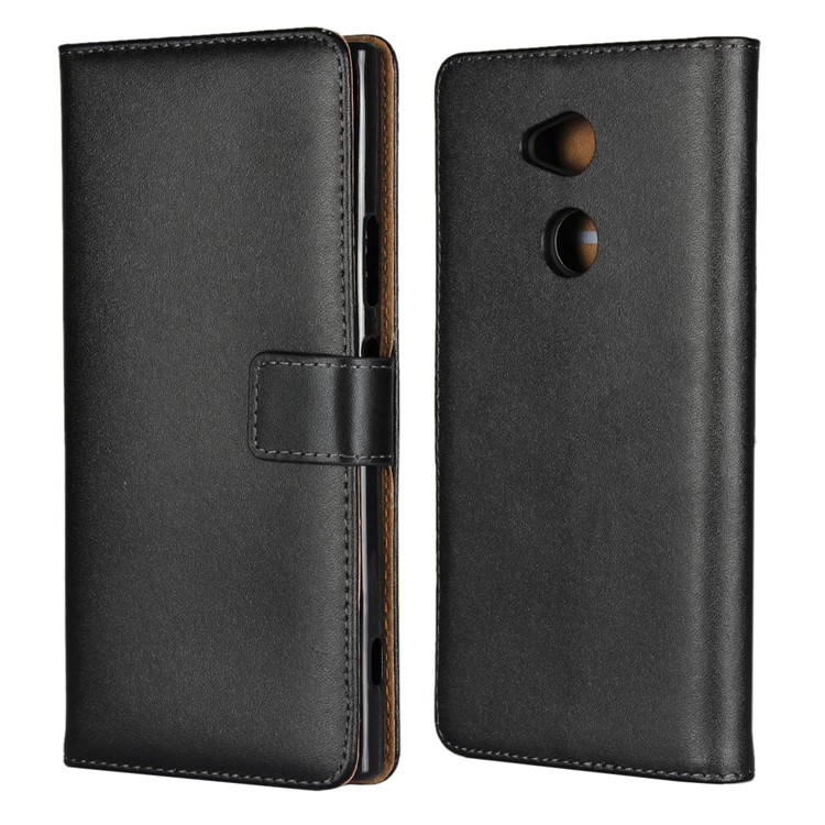 Split Leather Wallet Magnetic Mobile Cover for Sony Xperia XA2 Ultra - Black-1