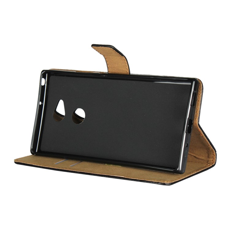 Split Leather Wallet Magnetic Mobile Cover for Sony Xperia XA2 Ultra - Black-4