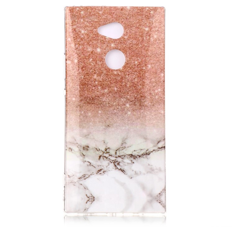 Marble Pattern IMD TPU Soft Case for Sony Xperia XA2 Ultra - Orange / Grey-2