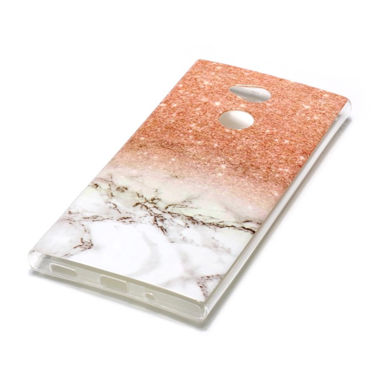 Marble Pattern IMD TPU Soft Case for Sony Xperia XA2 Ultra - Orange / Grey-3