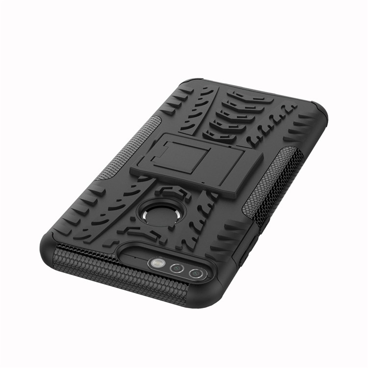 Tire Pattern Kickstand PC + TPU Hybrid Cover for Huawei Y7 Prime (2018)/Nova 2 Lite/Honor 7C/Enjoy 8 - Black-3