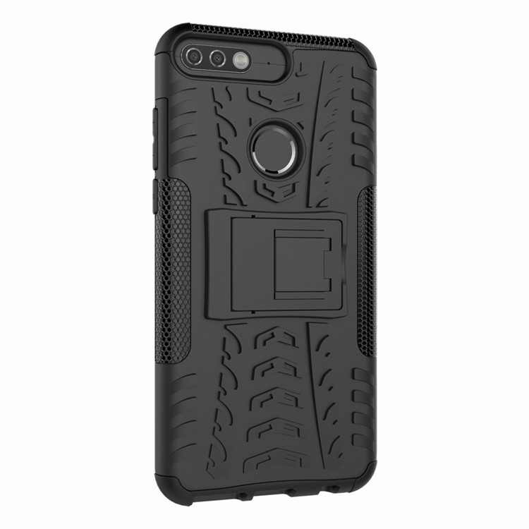 Tire Pattern Kickstand PC + TPU Hybrid Cover for Huawei Y7 Prime (2018)/Nova 2 Lite/Honor 7C/Enjoy 8 - Black-6