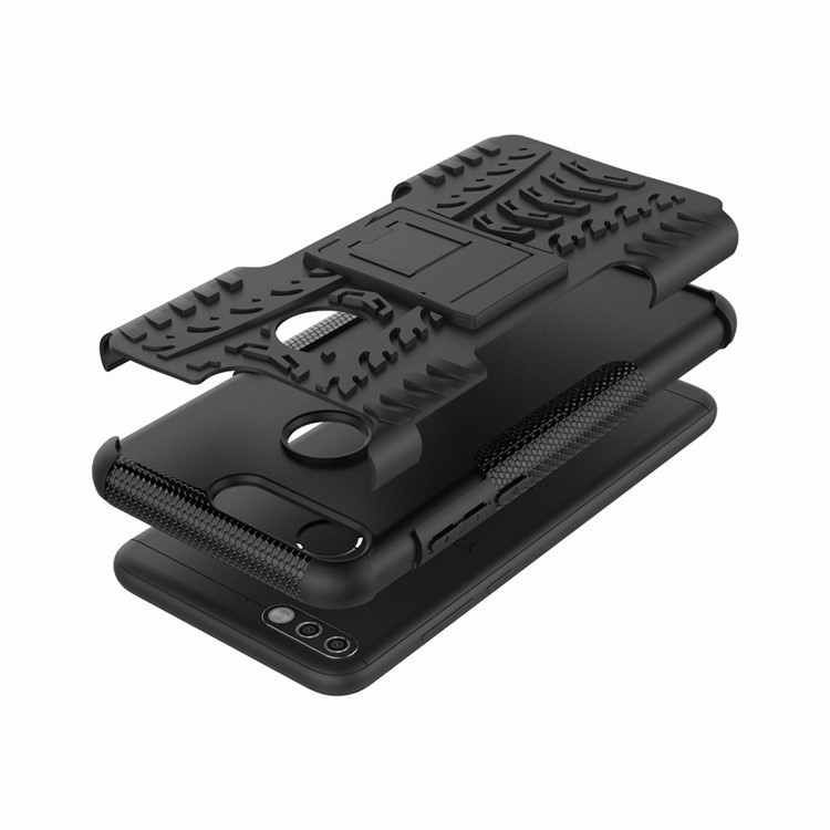 Tire Pattern Kickstand PC + TPU Hybrid Cover for Huawei Y7 Prime (2018)/Nova 2 Lite/Honor 7C/Enjoy 8 - Black-8