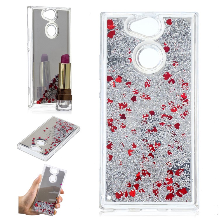 For Sony Xperia XA2 Glitter Floating Quicksand Mirror Surface TPU Mobile Case - Silver-1