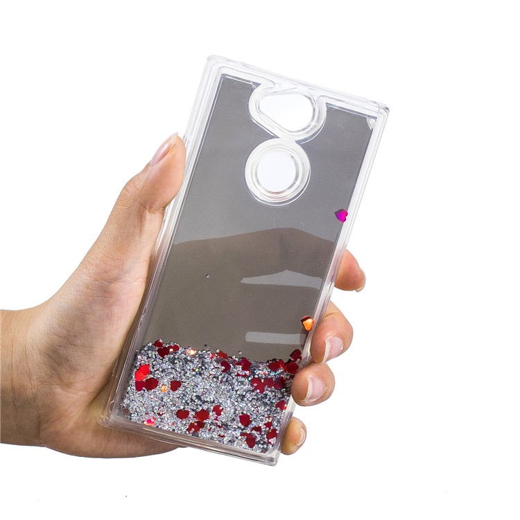 For Sony Xperia XA2 Glitter Floating Quicksand Mirror Surface TPU Mobile Case - Silver-6