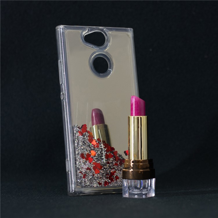 For Sony Xperia XA2 Glitter Floating Quicksand Mirror Surface TPU Mobile Case - Silver-8