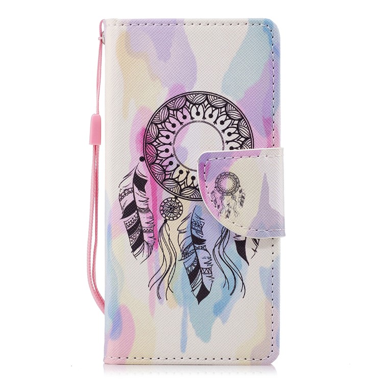 Patterned Wallet Stand Leather Mobile Shell for Sony Xperia XZ2 Compact - Dream Catcher-2