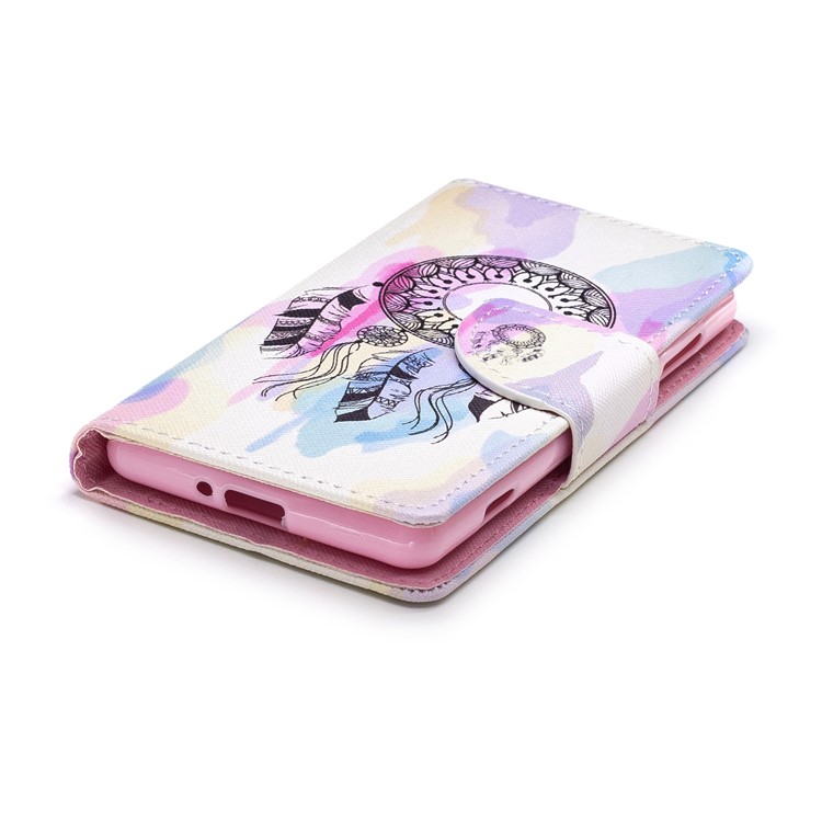 Patterned Wallet Stand Leather Mobile Shell for Sony Xperia XZ2 Compact - Dream Catcher-4