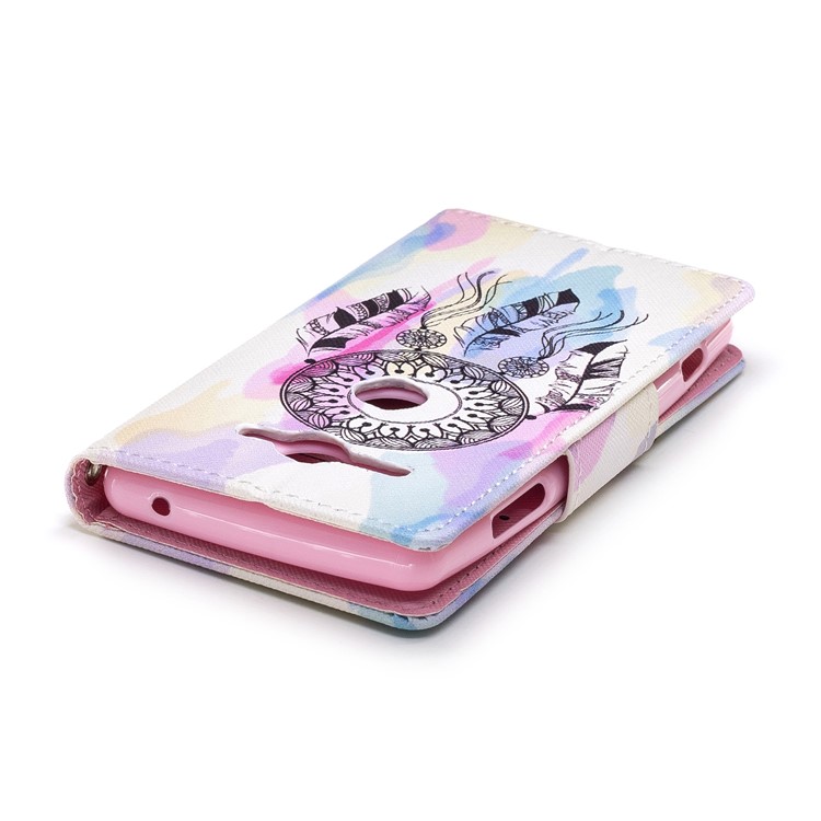 Patterned Wallet Stand Leather Mobile Shell for Sony Xperia XZ2 Compact - Dream Catcher-5