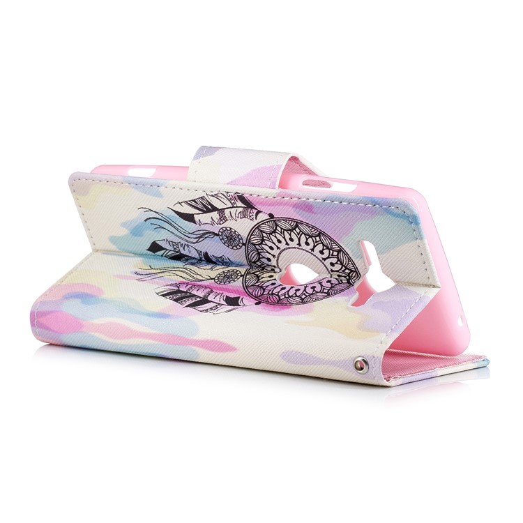 Patterned Wallet Stand Leather Mobile Shell for Sony Xperia XZ2 Compact - Dream Catcher-6