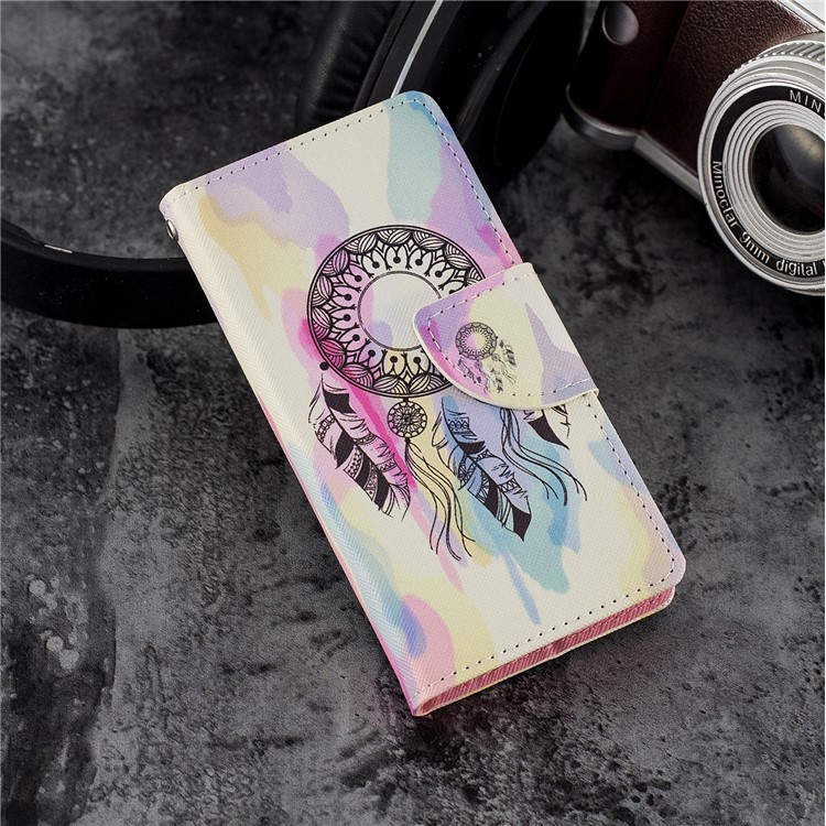 Patterned Wallet Stand Leather Mobile Shell for Sony Xperia XZ2 Compact - Dream Catcher-7