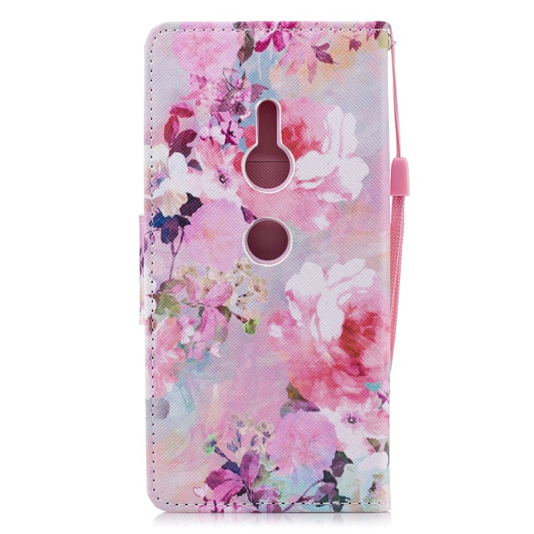 Pattern Printing Wallet Leather Stand Case for Sony Xperia XZ2 - Vivid Flowers-3