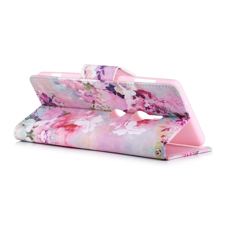 Pattern Printing Wallet Leather Stand Case for Sony Xperia XZ2 - Vivid Flowers-6