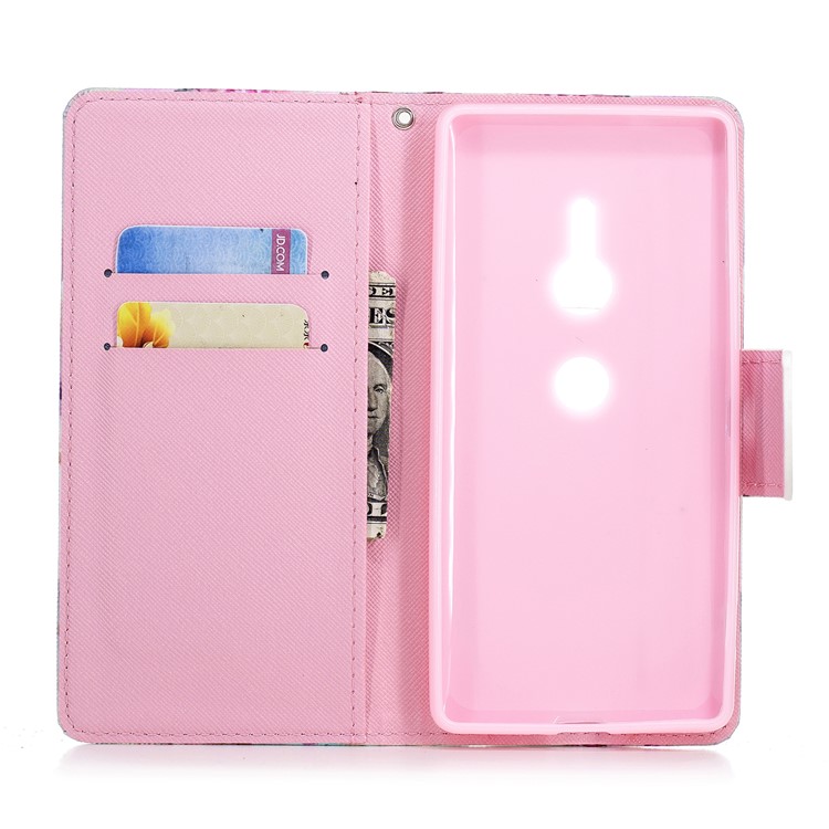 Pattern Printing Wallet Leather Stand Case for Sony Xperia XZ2 - Vivid Flowers-8